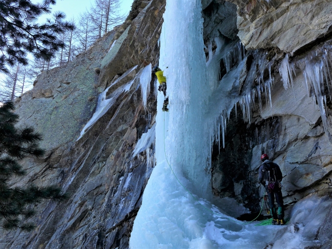 Waterfalls trapped in ice