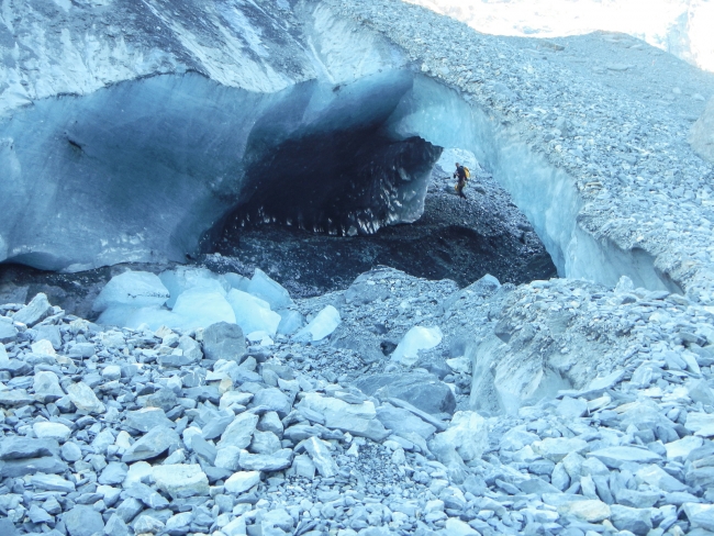 The glacier remains were formed into natural bridges.